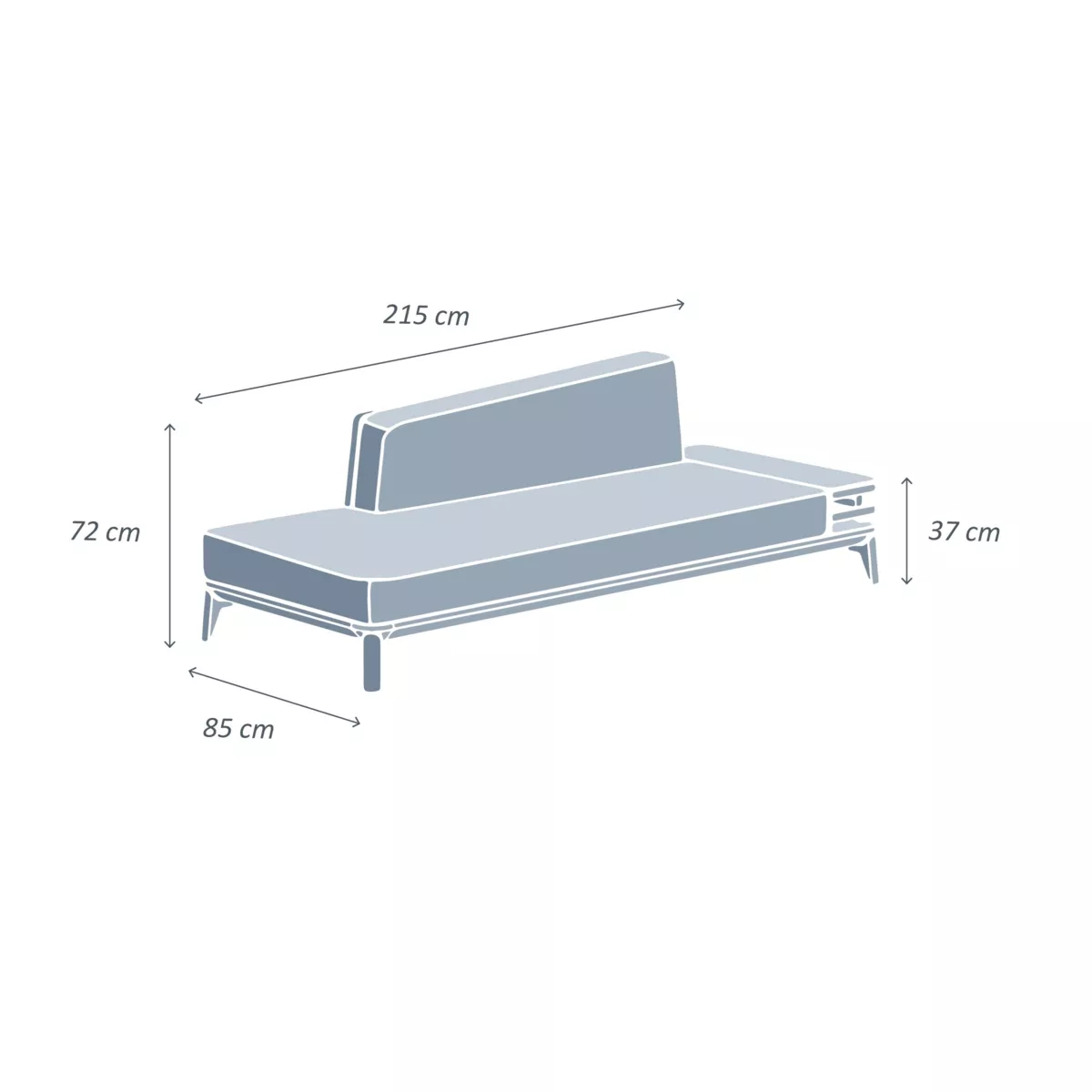 Méridienne de jardin en aluminium Monte Carlo Blanc et taupe