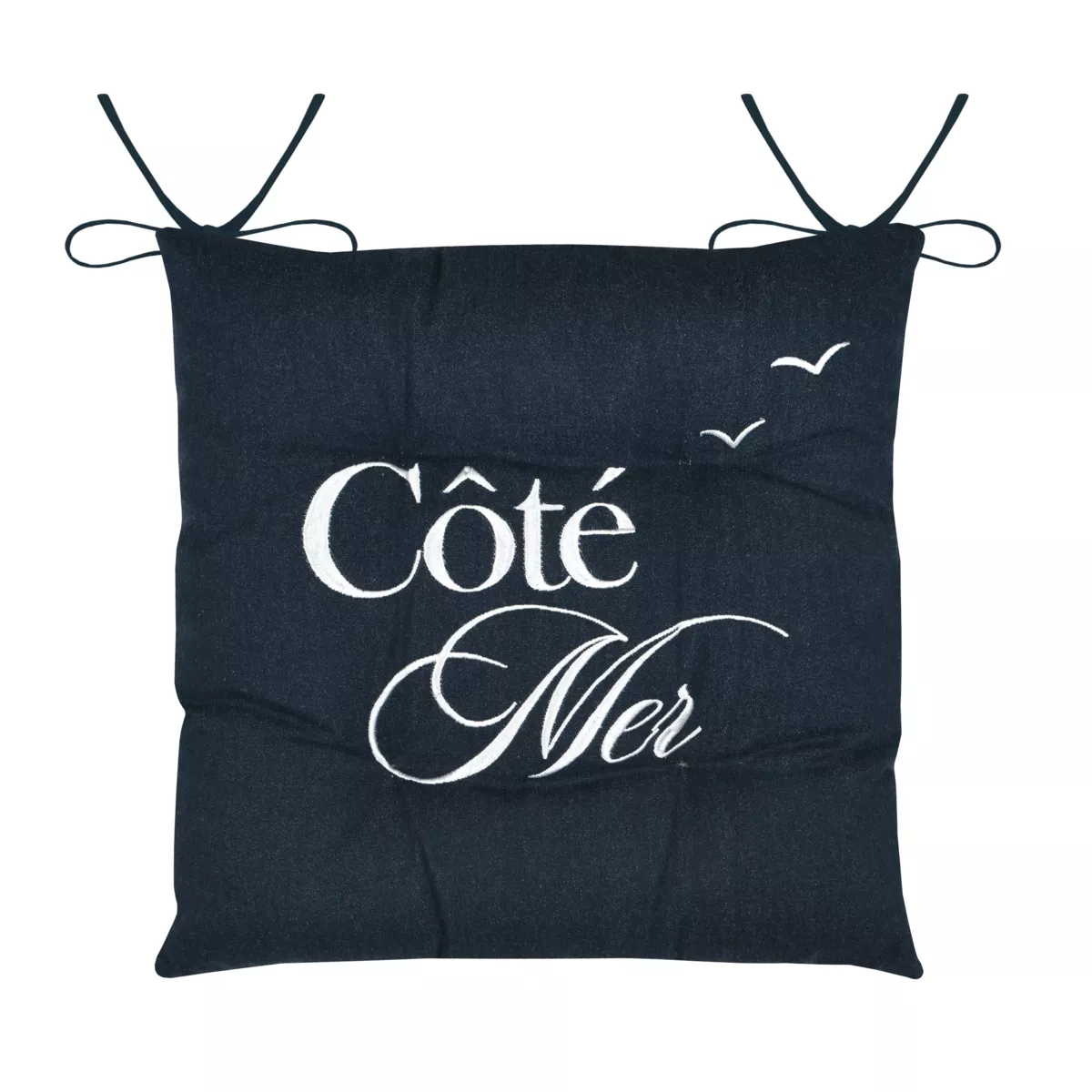 Cuscino per sedia quadrato in cotone (38x38 cm) Bordemer Blu navy