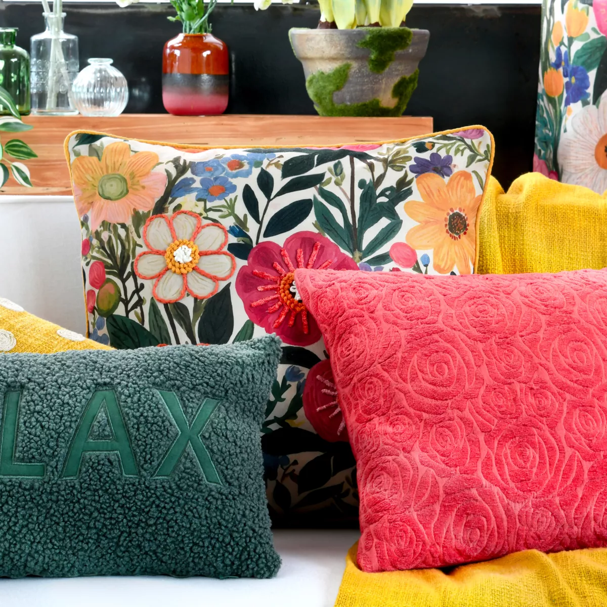 Cojín cuadrado de algodón (50 x 50 cm) Betty Multicolor