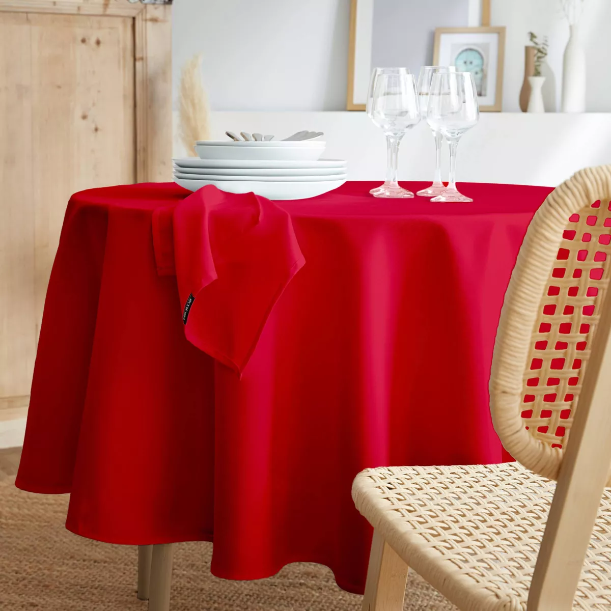 Lot de 3 serviettes de table polyester (40 x 40 cm) Elise Rouges 