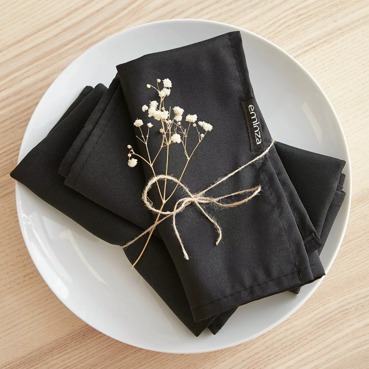 Set van 3 servetten polyester (40 x 40 cm) Elise Zwart