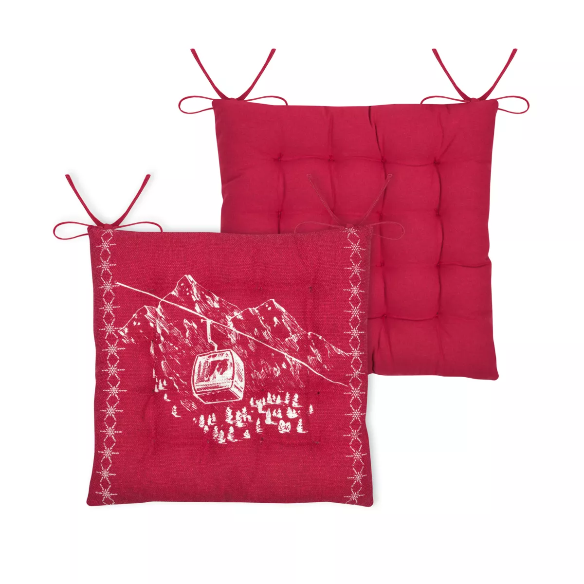 Cuscino per sedia quadrato in cotone (38x38 cm) Villard Rosso