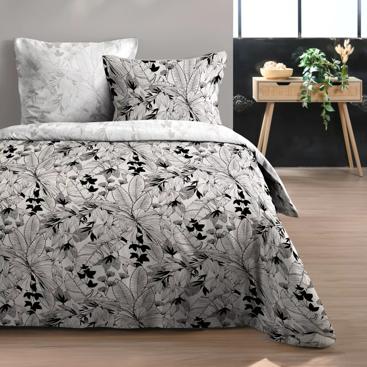 Set di lenzuola in cotone 4 pezzi (240 x 300 cm) Surya Nero