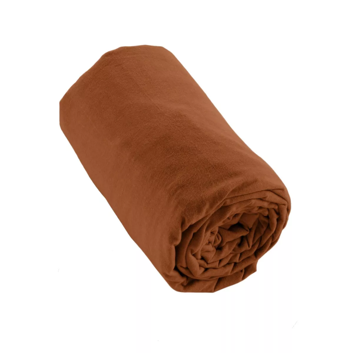 Drap housse flanelle de coton (180 x 200 cm) Nina Terracotta