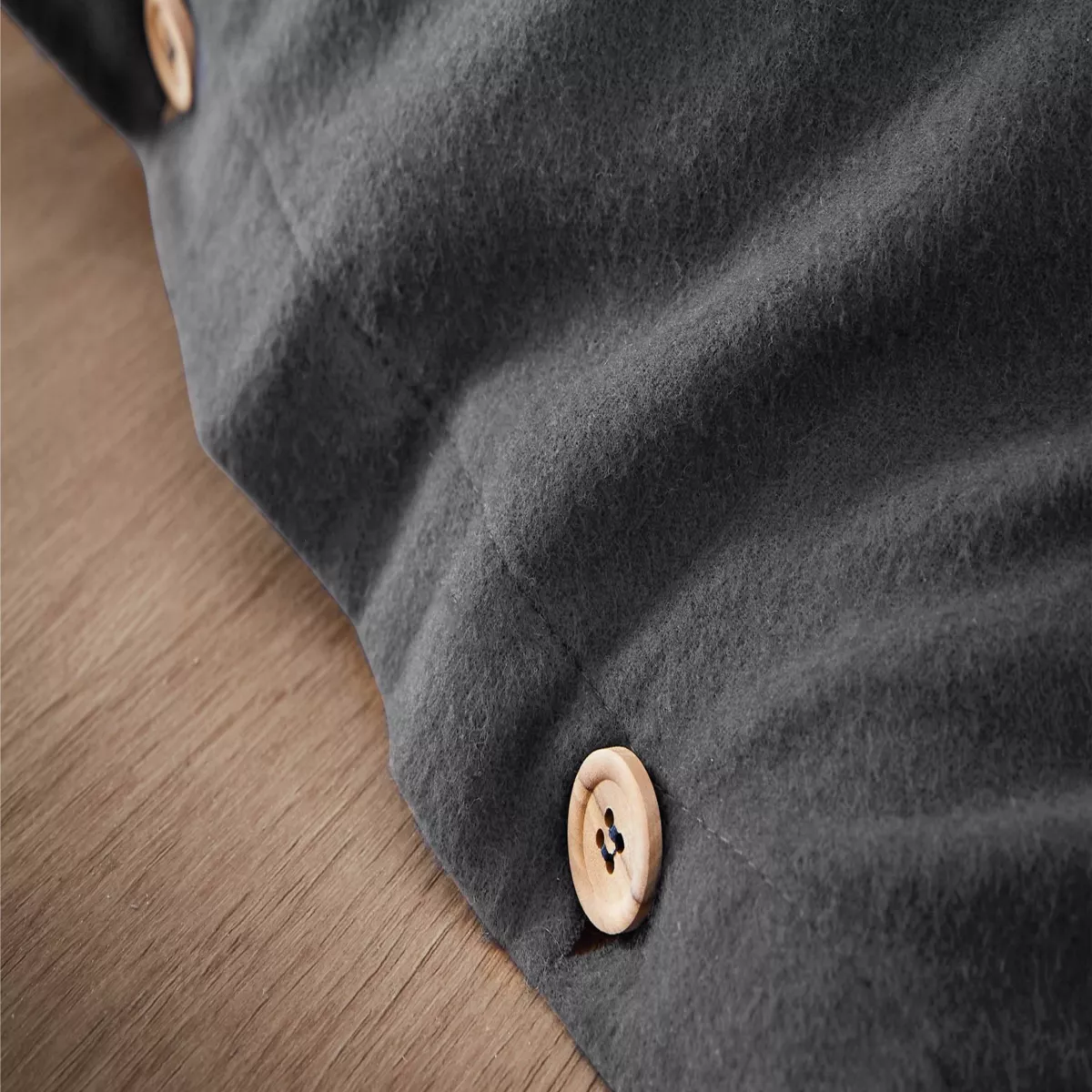 Housse de couette flanelle de coton (240 x 220 cm) Nina Gris anthracite