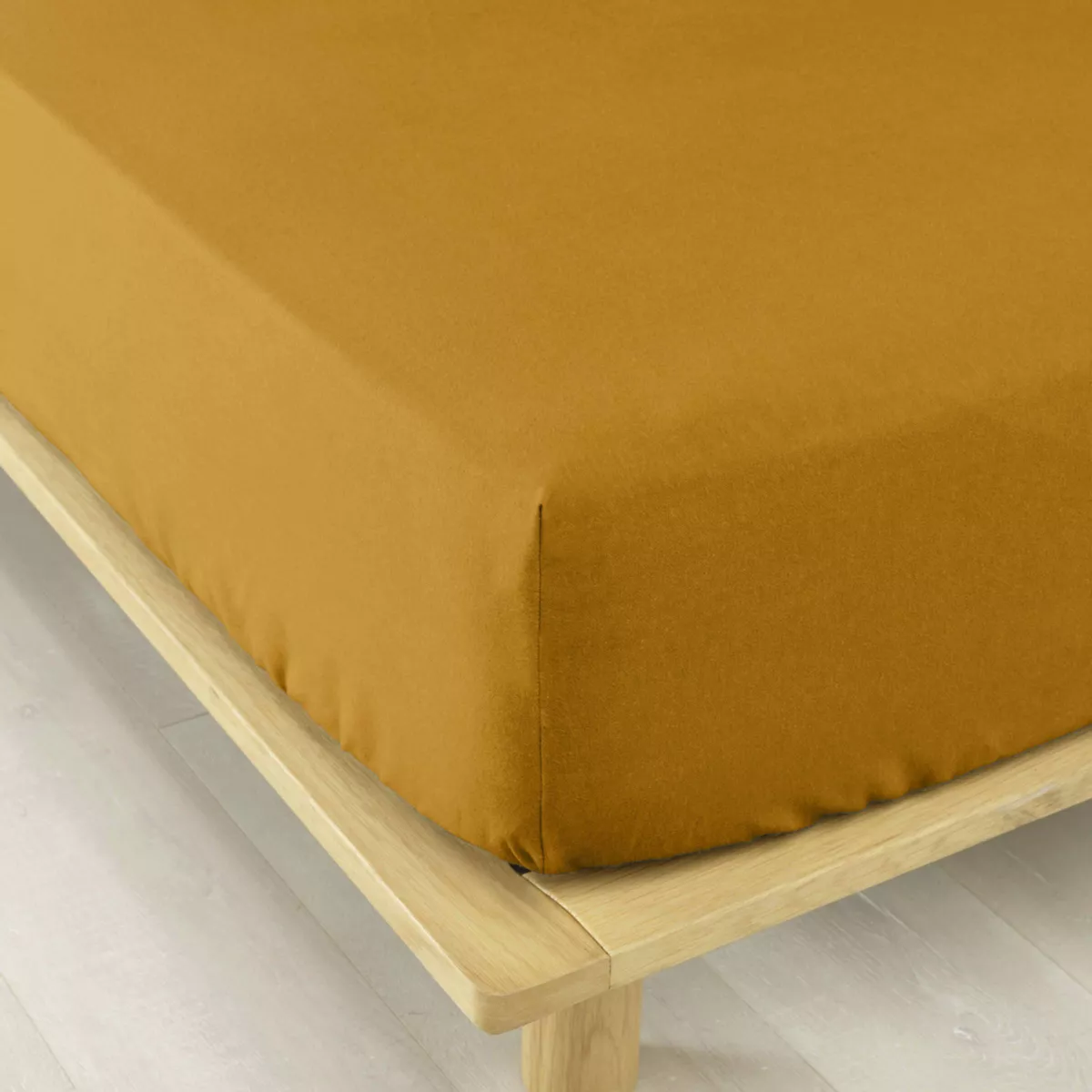 Lenzuolo con angoli in flanella di cotone (180 x 200 cm) Nina Giallo ocra