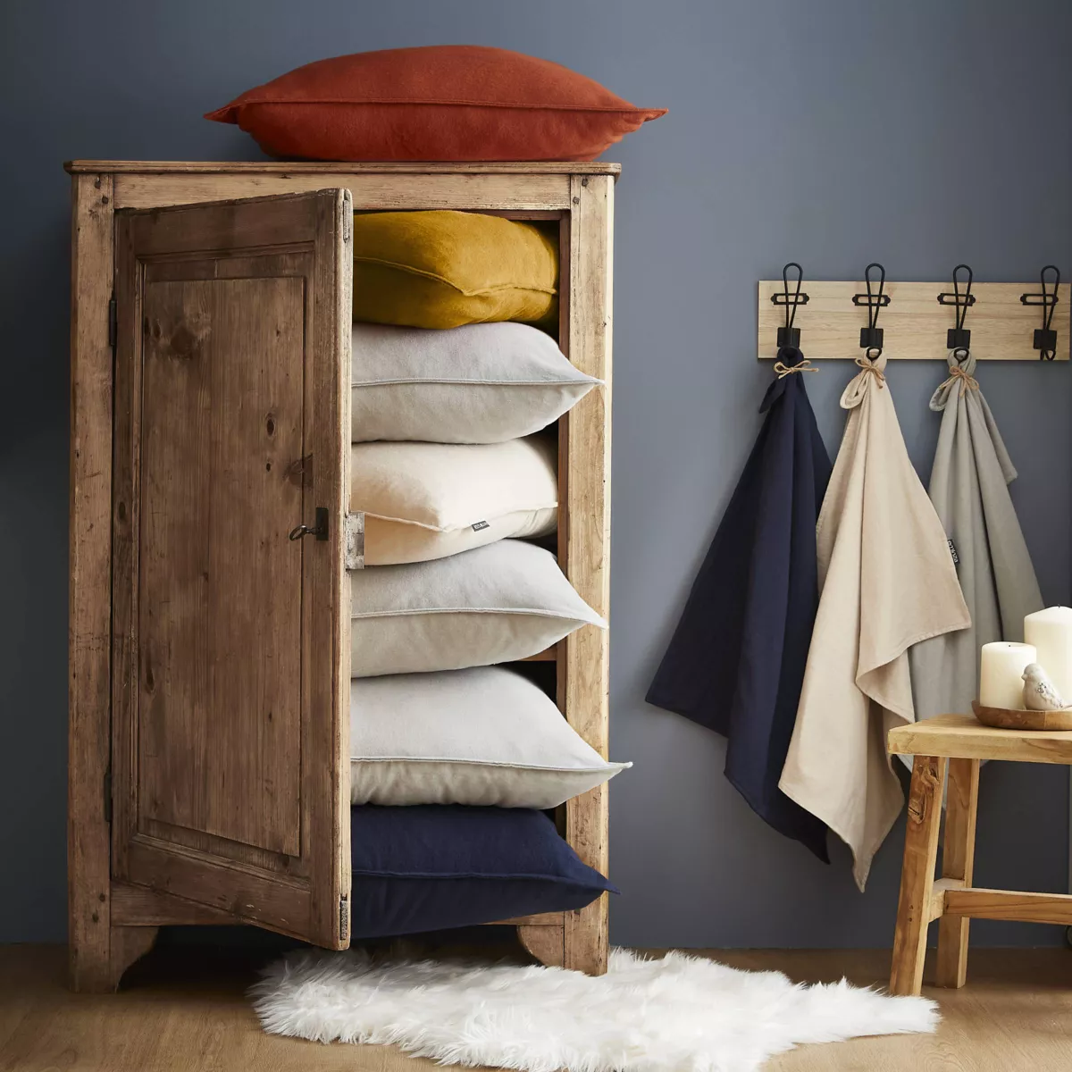 Housse de couette flanelle de coton (260 x 240 cm) Nina Vert romarin