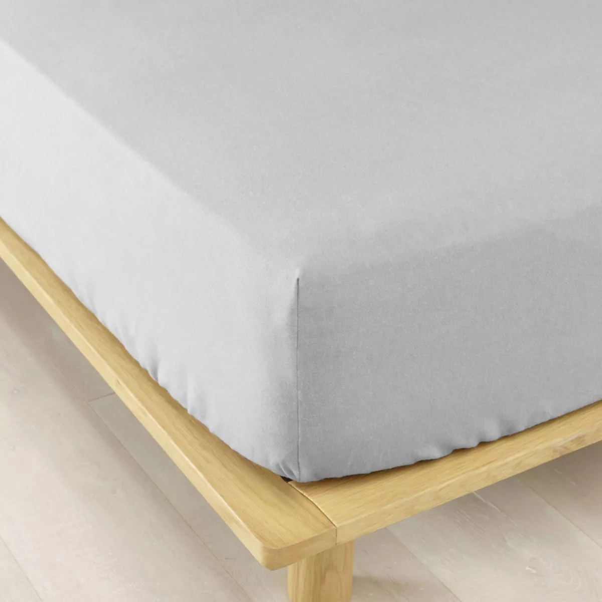 Drap housse flanelle de coton (160 x 200 cm) Nina Gris clair
