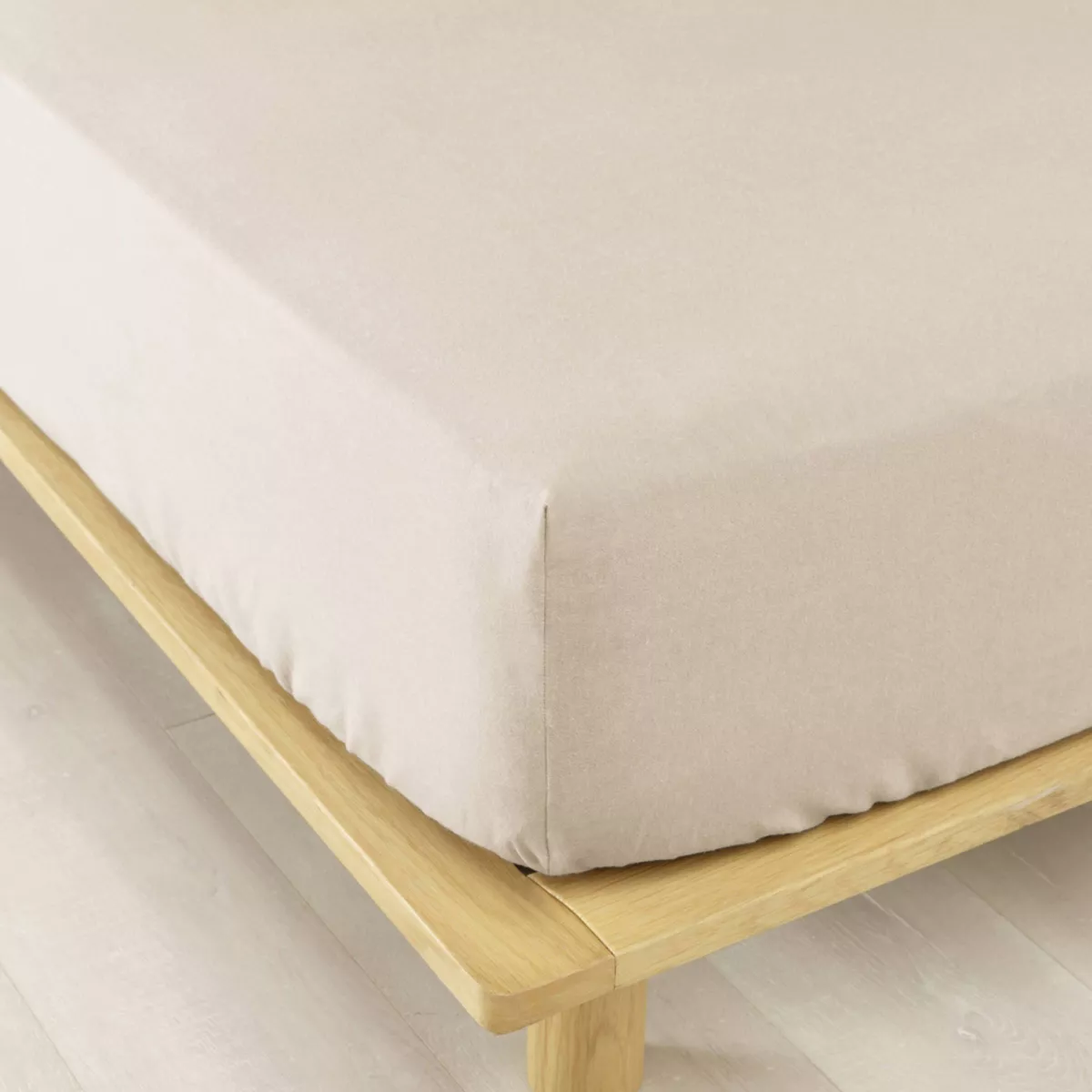 Drap housse flanelle de coton (90 x 190 cm) Nina Beige