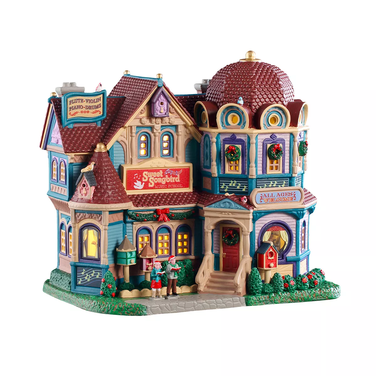 Village de Noël Lemax lumineux L?Habilleur d?animaux École de musique L?Oiseau chanteur