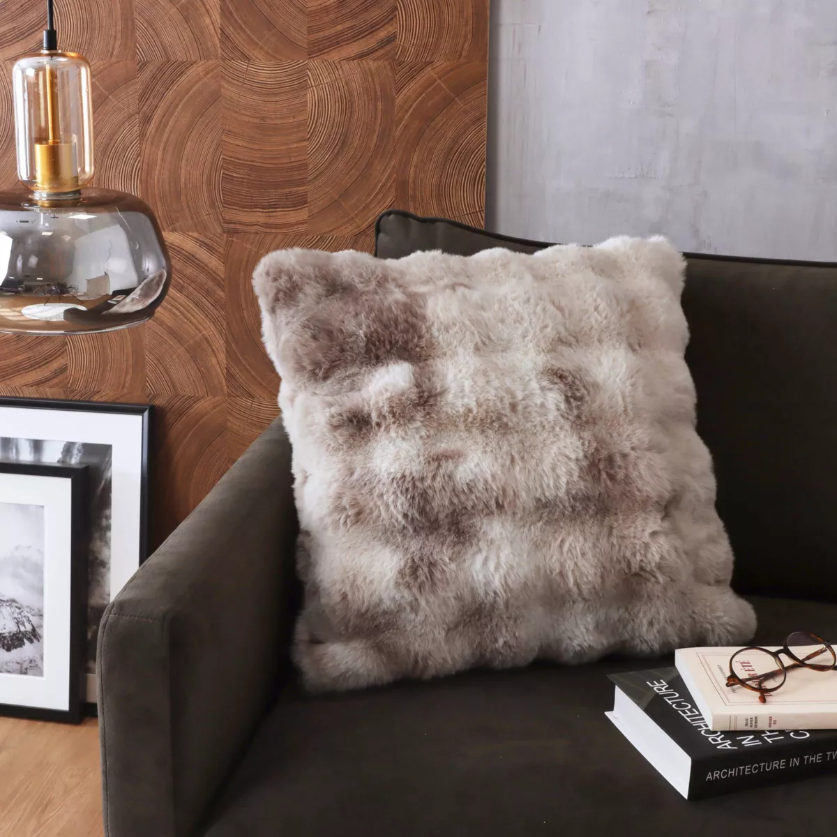 Coussin carré fausse fourrure (50 x 50 cm) Toronto Taupe