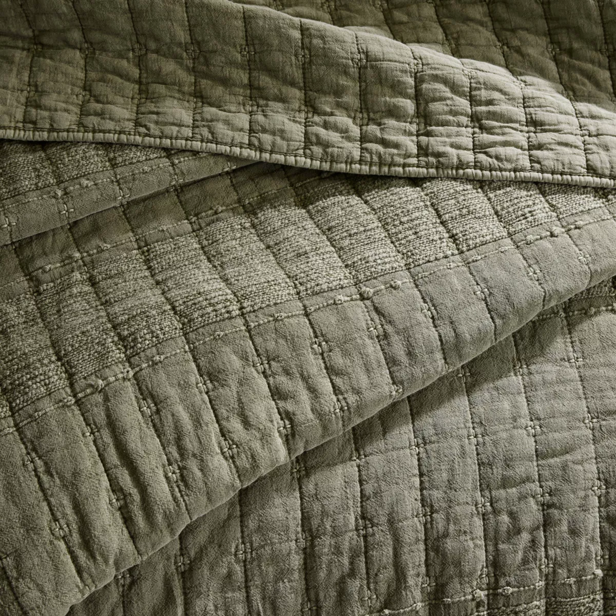 Copripiumino in cotone trapuntato (220 x 240 cm) Lena Verde rosmarino