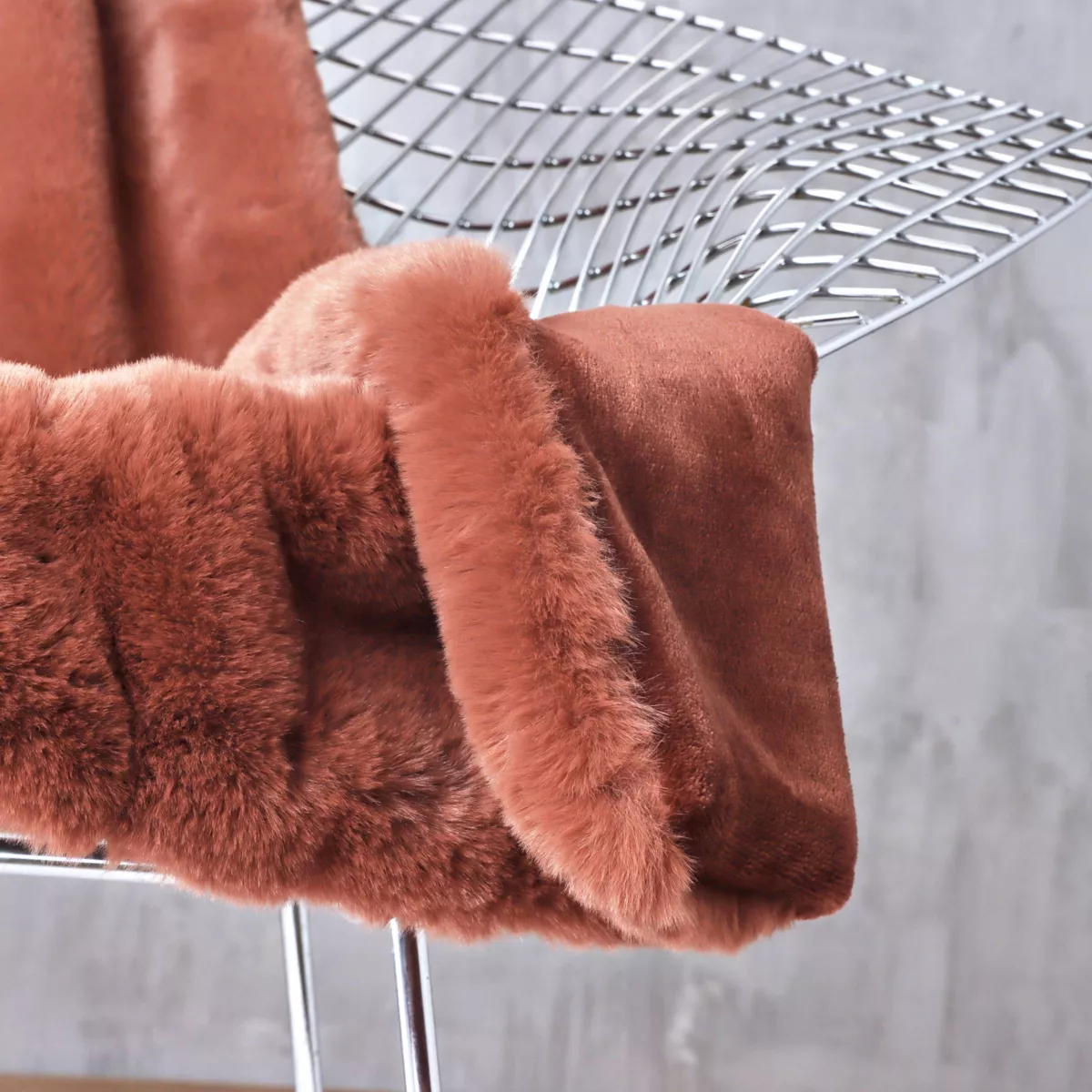 Kunstfell-Bettdecke (90 x 220 cm) Finn Terracotta