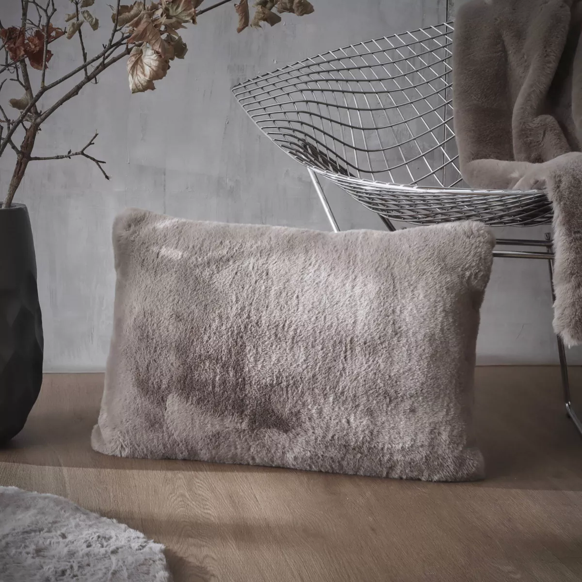 Cuscino rettangolare in finta pelliccia (40 x 60 cm) Finn Taupe