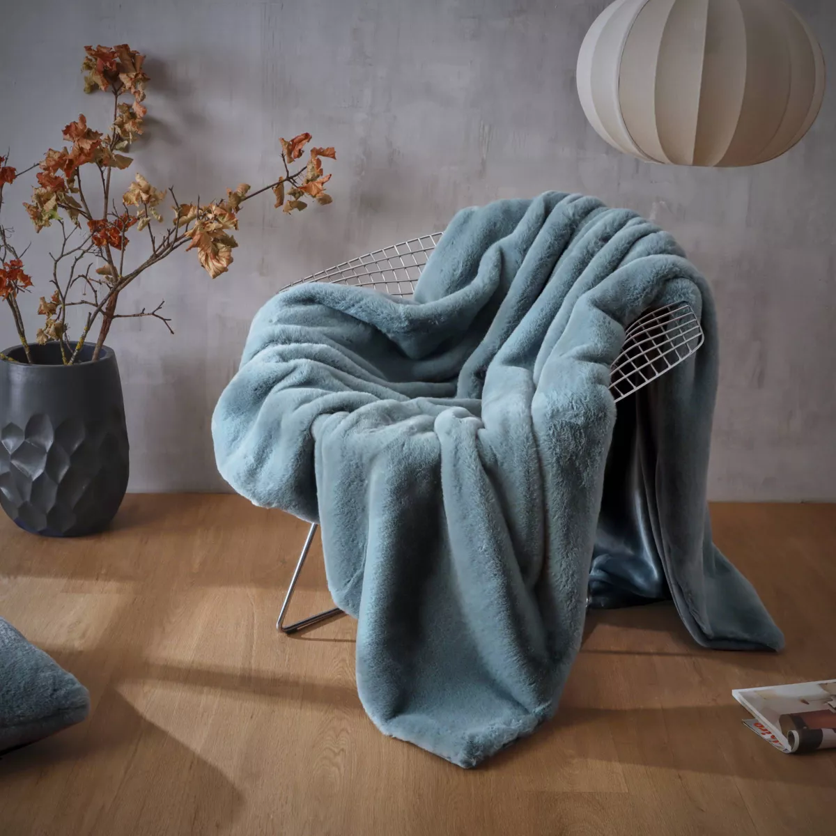Kunstfelldecke (140 x 200 cm) Finn Blau