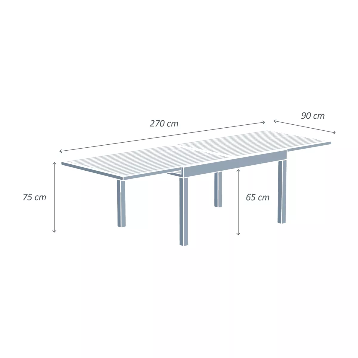 Gartentisch ausziehbar Murano Glas bis zu 10 Pers. (135/270 x 90 cm), Murano Bronze