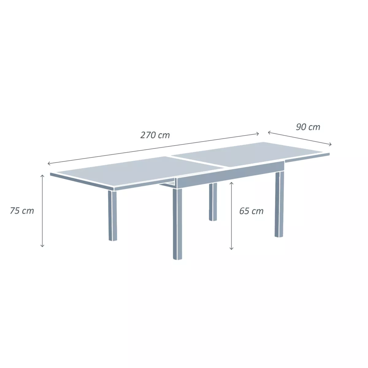 Gartentisch ausziehbar Murano Glas (Bis zu 10 Pers.) - Weiß 8