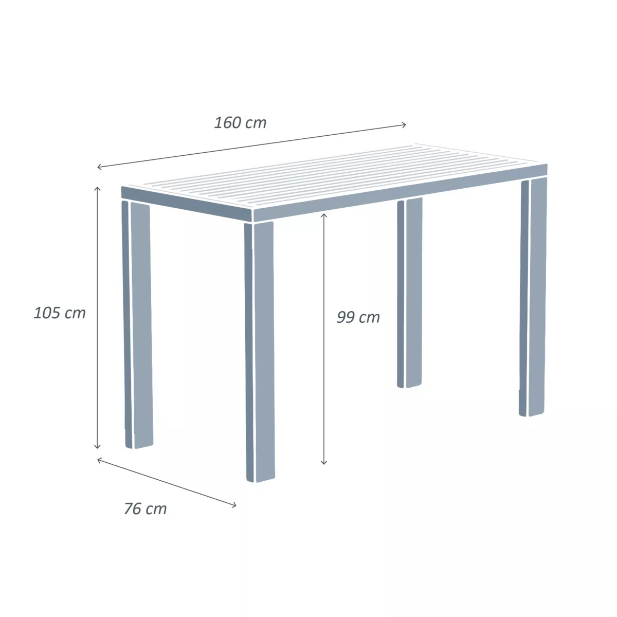 Table Haute 6 places Aluminium Murano - Gris anthracite 8