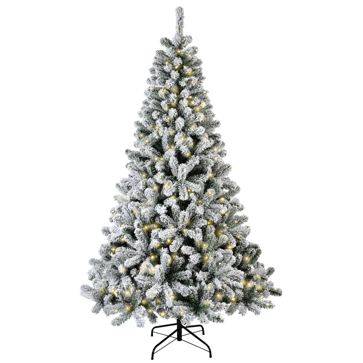 Albero di Natale artificiale luminoso 640 LED H300 cm King Verde innevato