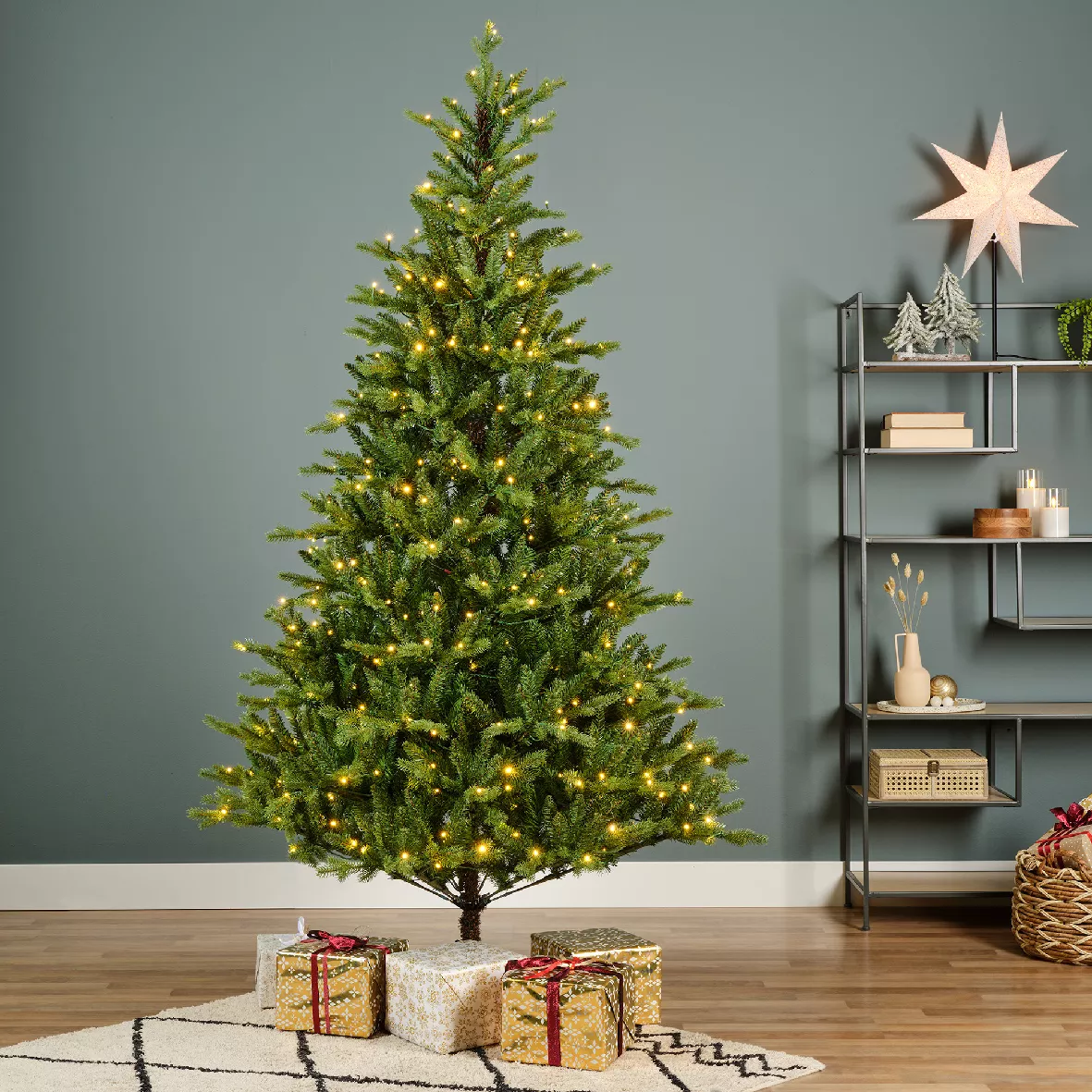 Albero di Natale artificiale luminoso 320 LED (H180 cm) Allix Verde abete