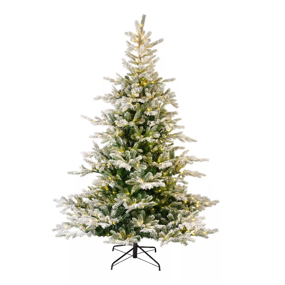 Sapin de Noël artificiel lumineux 700LED H240 cm Glorious Vert enneigé