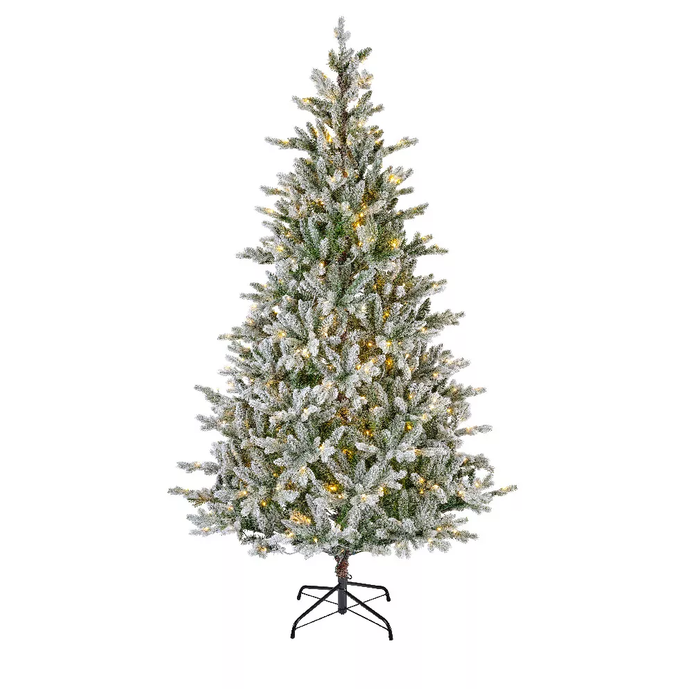 Albero di Natale artificiale luminoso 320 LED (H180 cm) Allix Verde innevato
