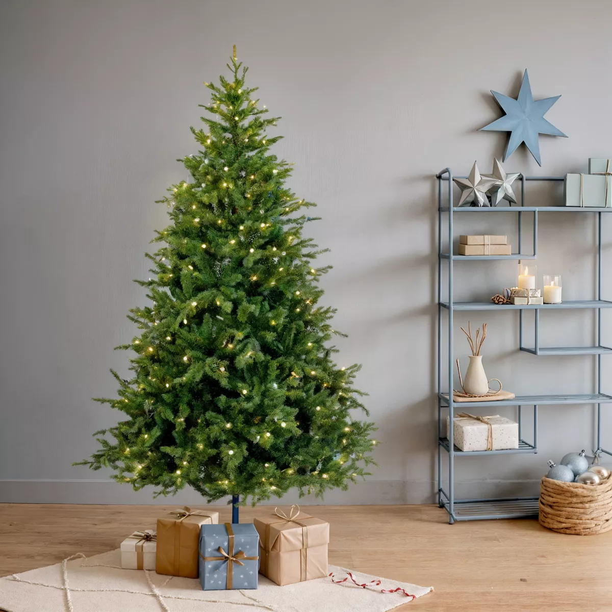 Albero di Natale artificiale luminoso 600 LED (H240 cm) Idaho Verde abete