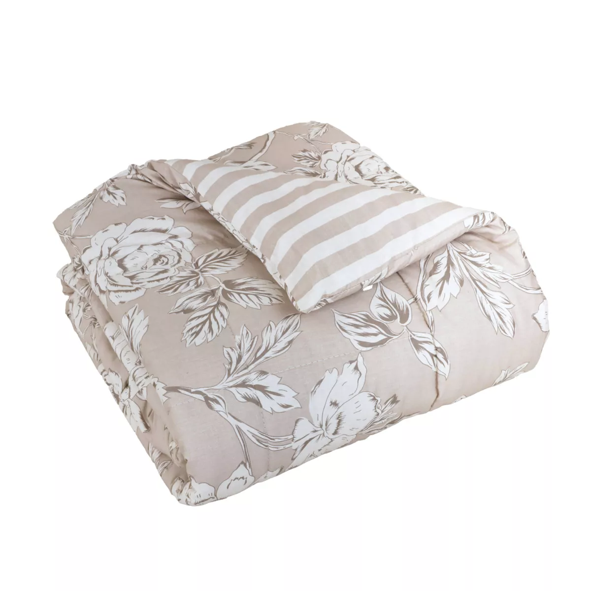 Piumino stampato e federa in cotone (140 x 200 cm) Lara Beige