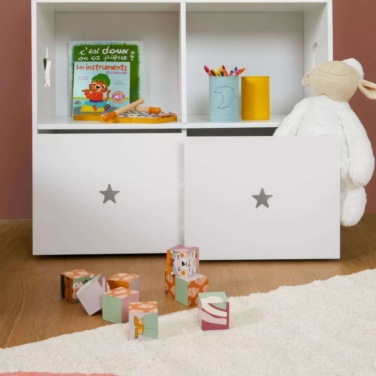 Etagère enfant bois 3 niveaux (H97 cm) Stars Blanc