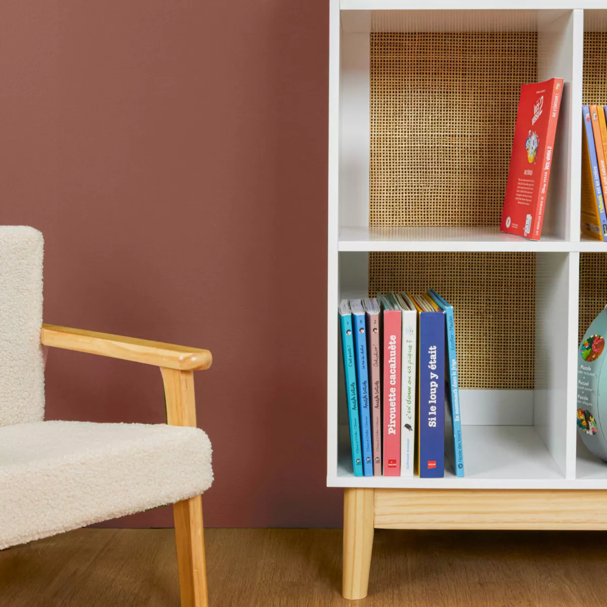 Meuble de rangement enfant bois 4 niches (H86 cm) Stars Blanc