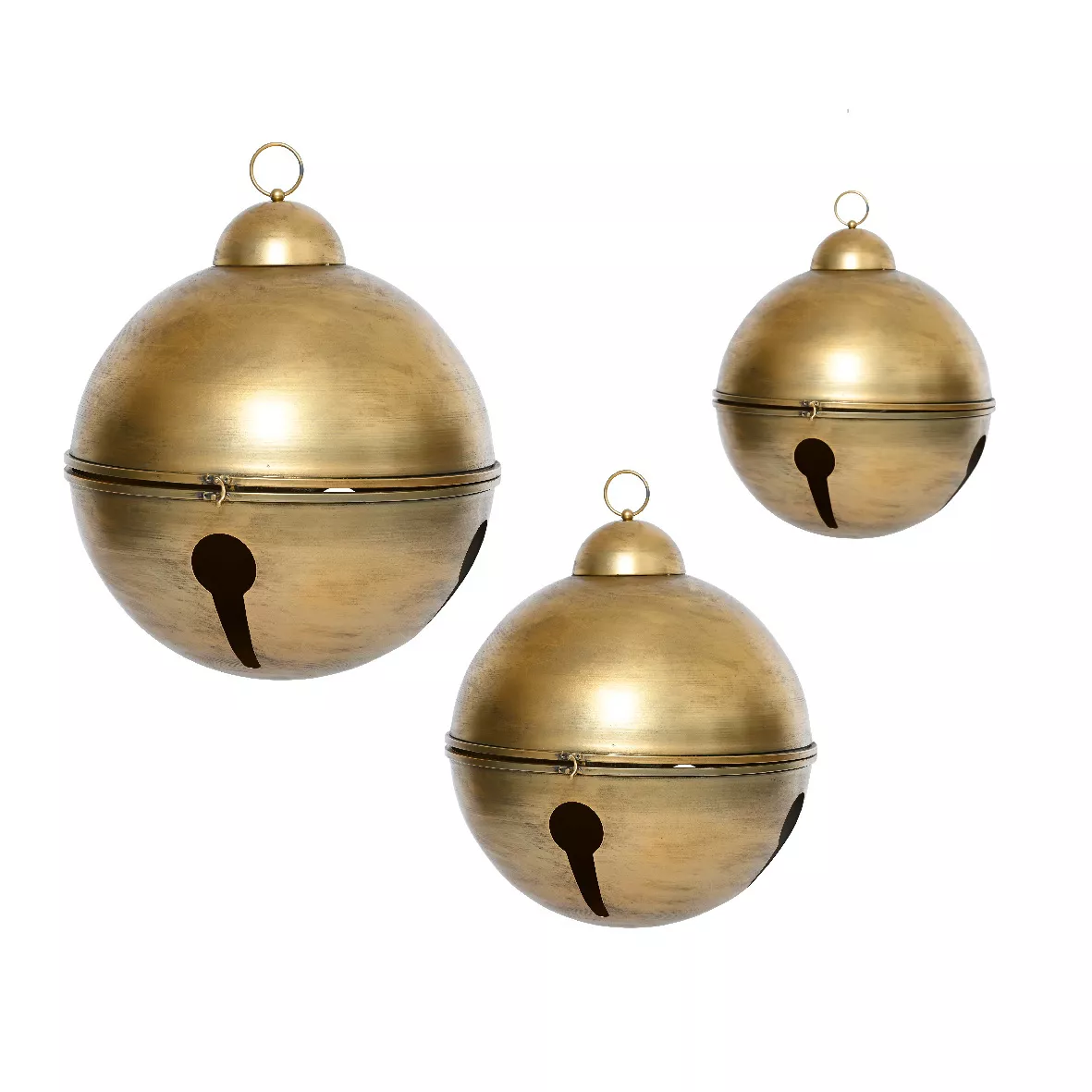 Set di 3 Sospensioni Natalizie in metallo (D52-42-31 cm) Grigio Oro Antico