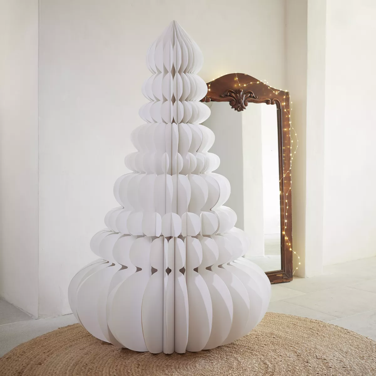 Albero di Natale Gigante in carta da tavolo (H160 cm) Chiusura Magnetica Bianco