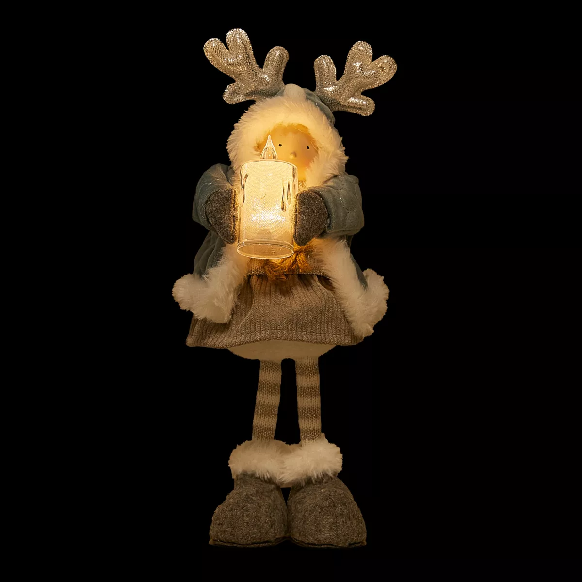 Bambola luminosa in piedi (H34 cm) Alice e candela Cielo blu