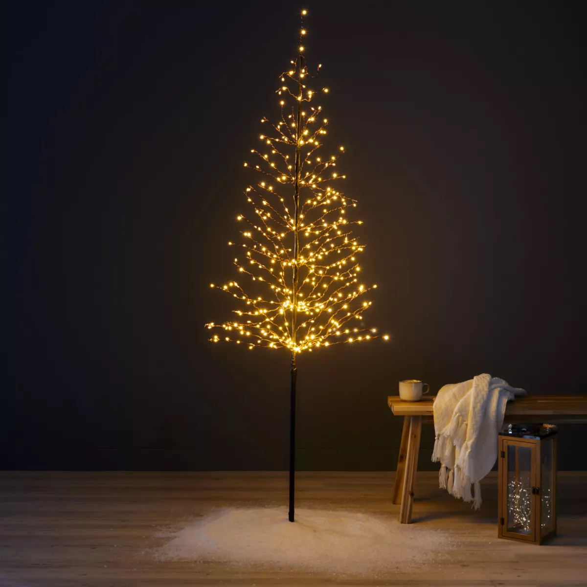 Lichtbaum 360 LED (H180 cm) Winter-Tanne Warmes goldenes Weiß