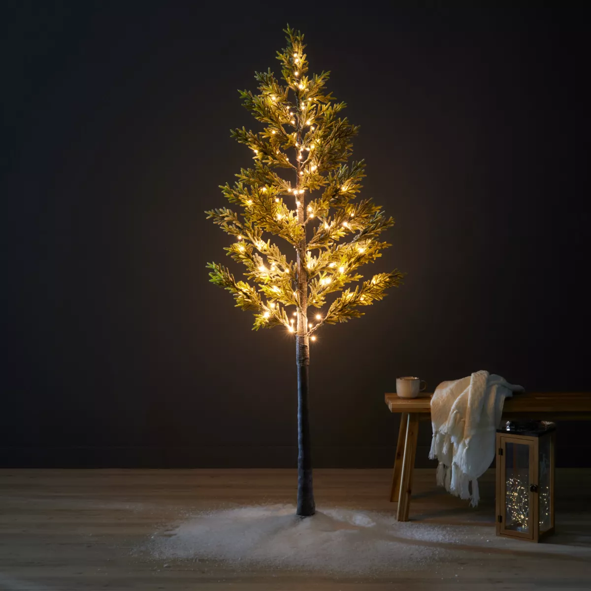 Lichtbaum 96 LED (H180 cm) Fichte mit gefrosteten Zweigen Warmweiß