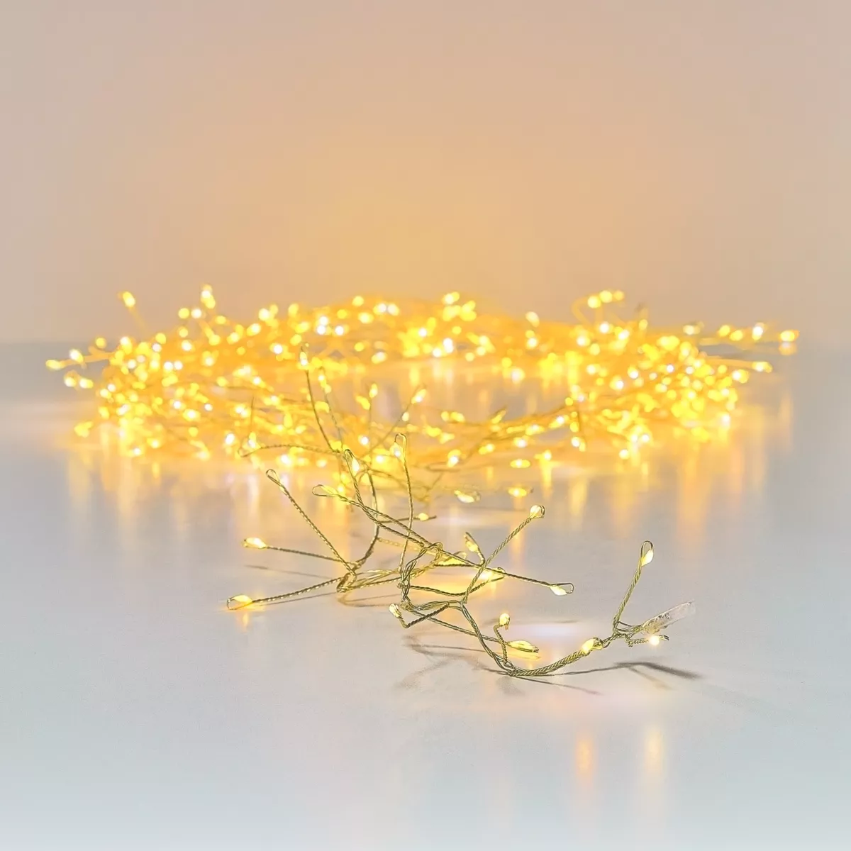 Guirlande lumineuse 12 m 960 Micro LED câble or Luxe bicolore Blanc chaud et froid