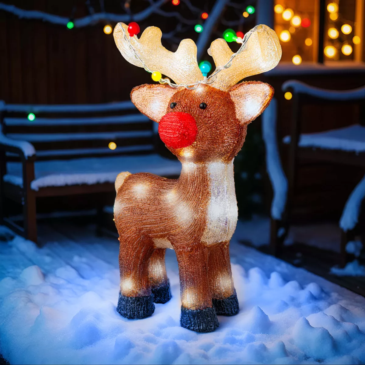 1 Solar renne L33.00-W17.00-H47.00cm-48L marron/blanc froid/multi SOLAIRE