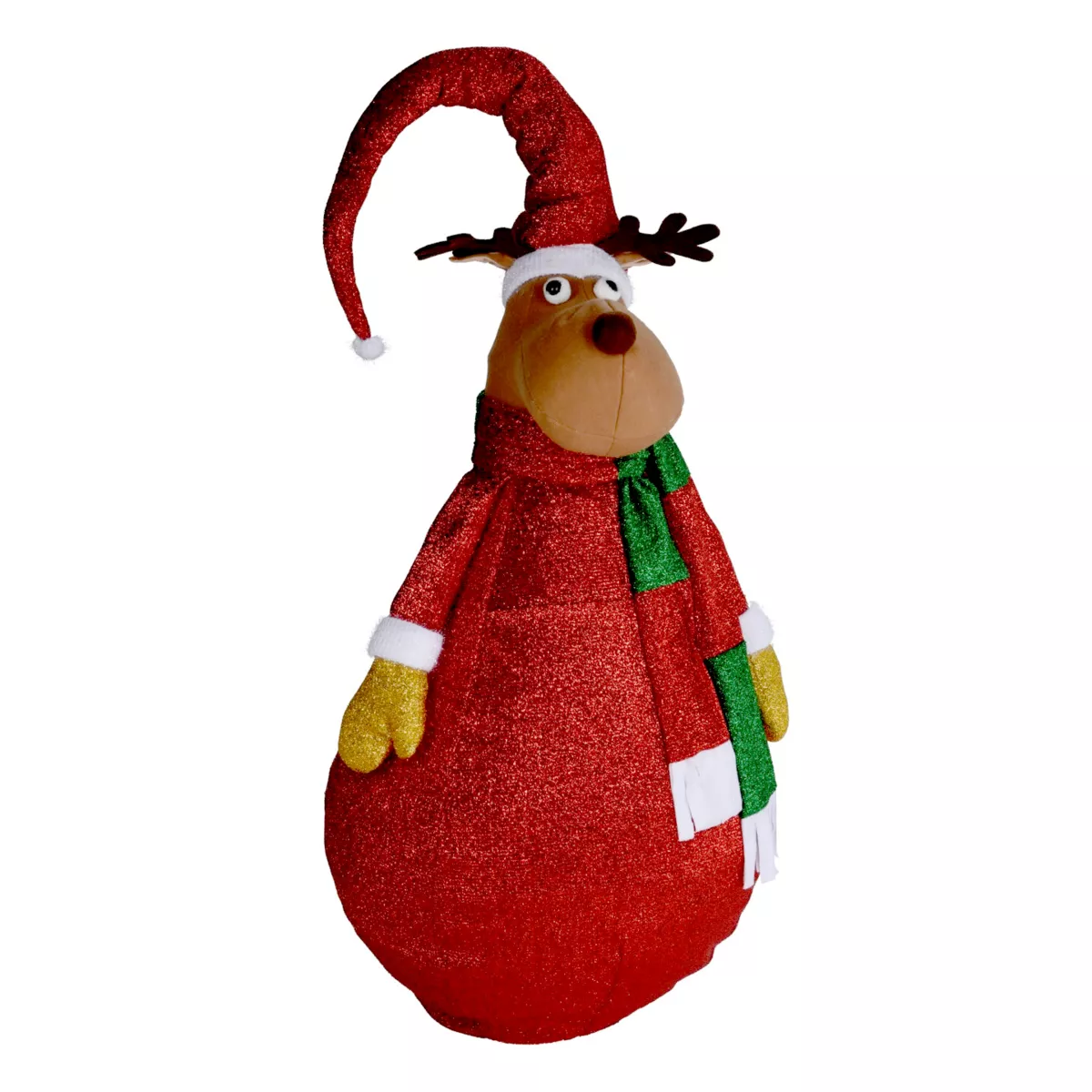 Beleuchtetes Rentier batteriebetrieben (H120 cm) Faltbar Rot Pailletten