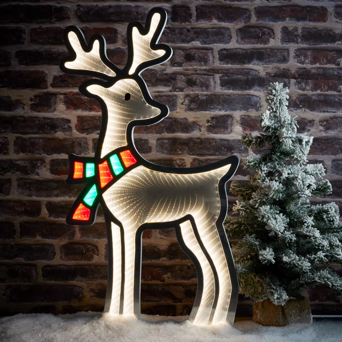 Beleuchtetes Rentier 232 LED (H85 cm) Infinity Kaltweiß/Mehrfarbig