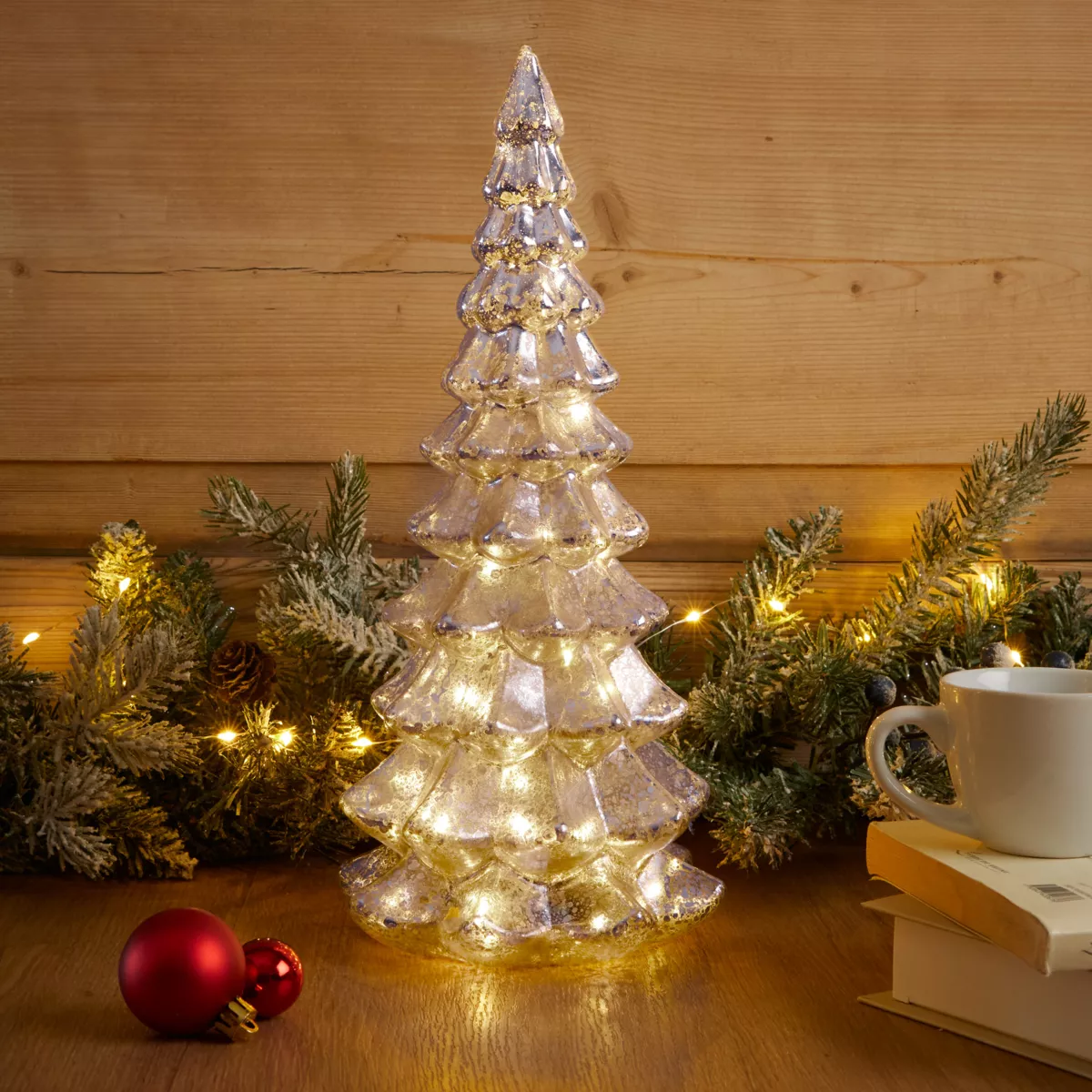 1 Micro LED sapin intŽrieur dia14.50-H32cm-20L argent/blanc chaud 