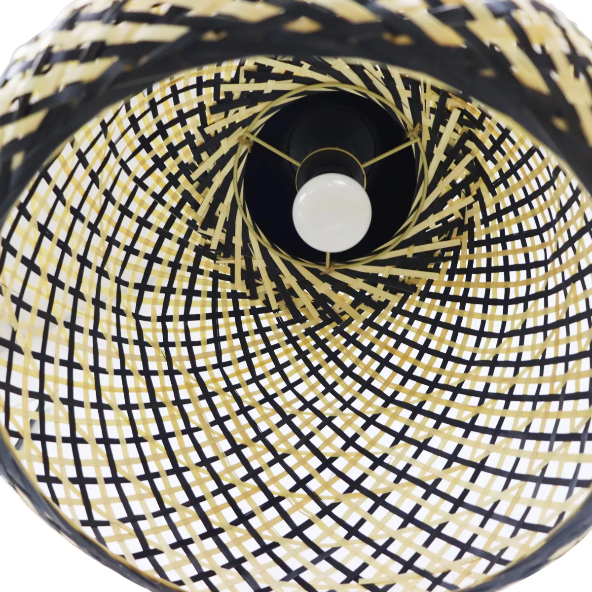 Lampada a sospensione in bambù (D40 cm) Elda Nero e naturale