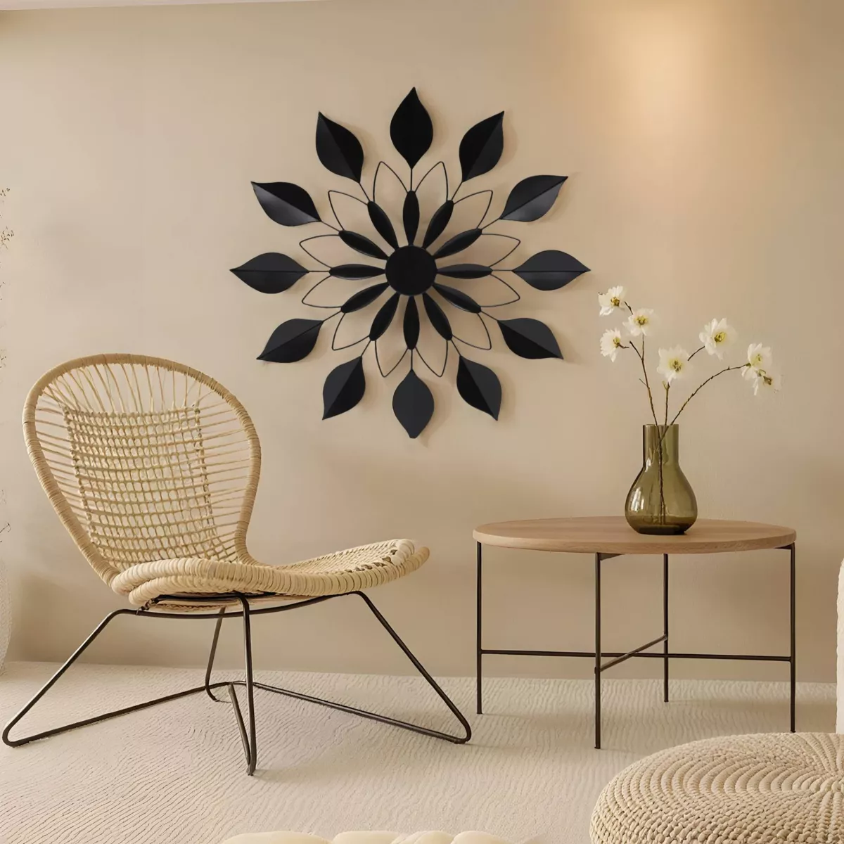Decorazione murale in metallo (D71 cm) Fiore Nero