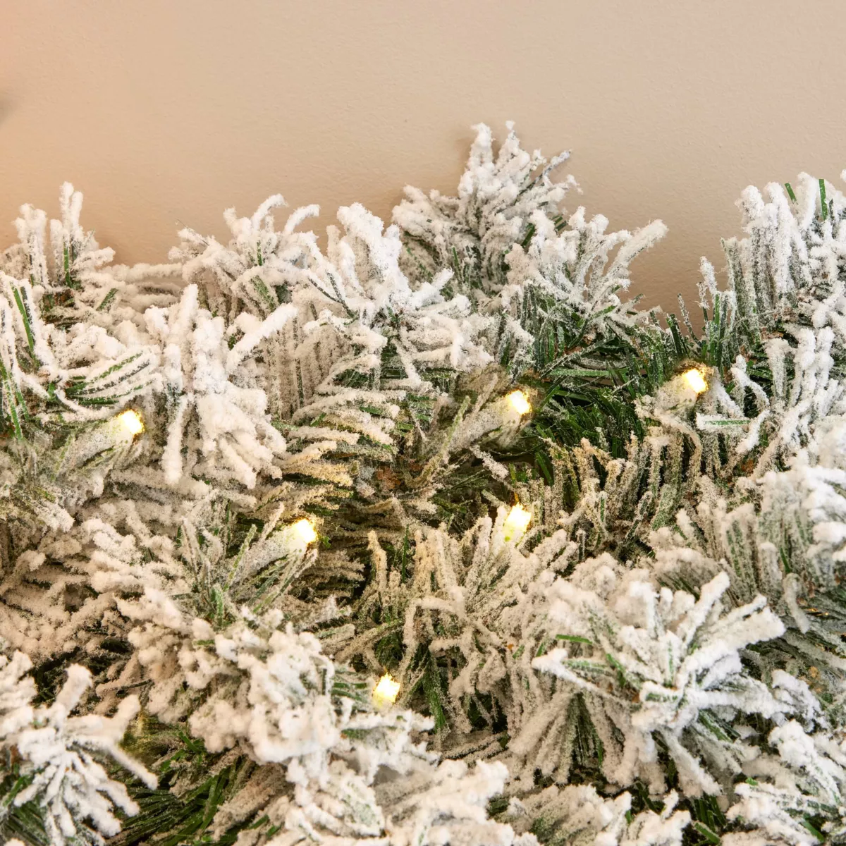 Guirnalda de abeto luminosa (180 cm - D25) Royal Verde Pino nevado y blanco cálido