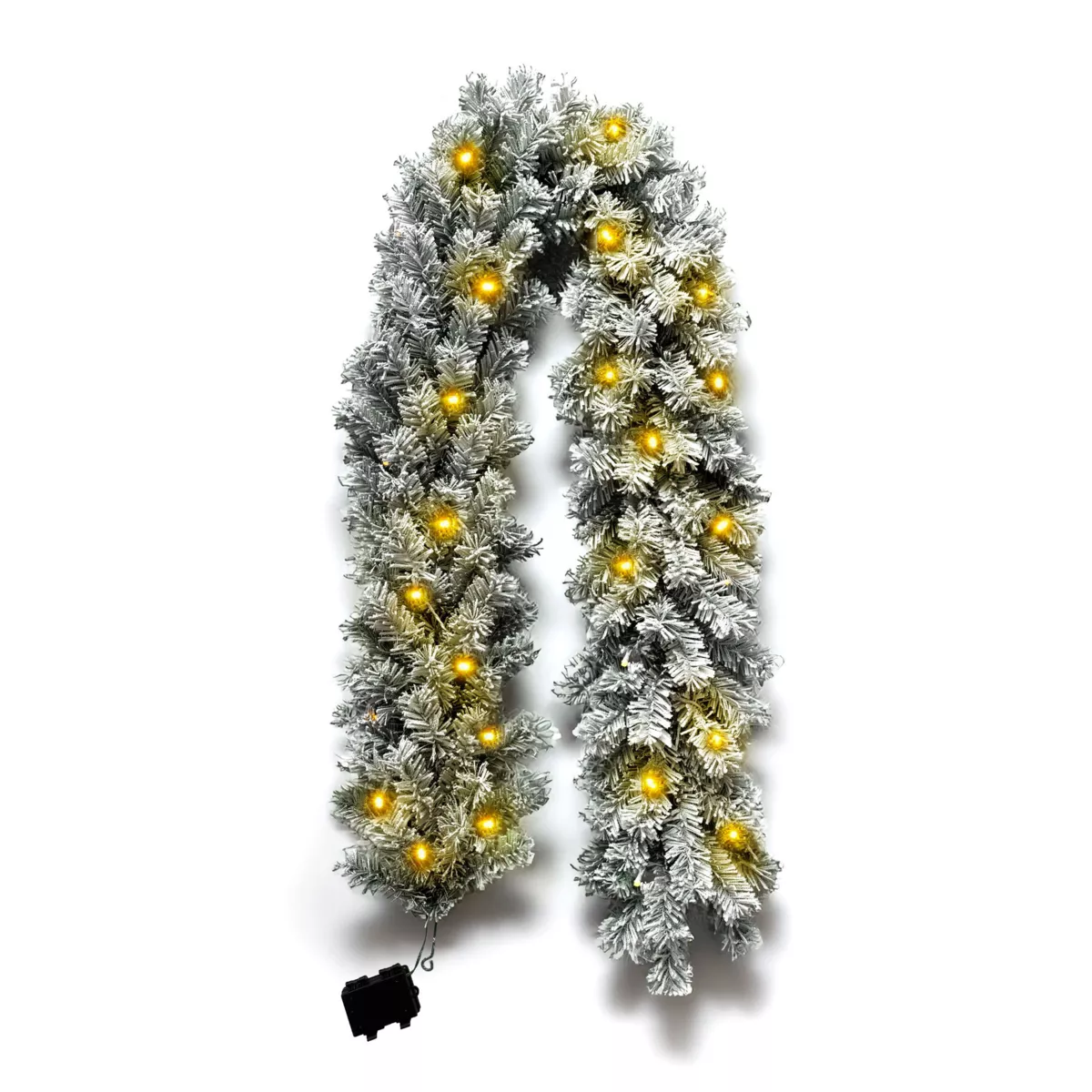 Guirnalda de abeto luminosa (180 cm - D25) Royal Verde Pino nevado y blanco cálido