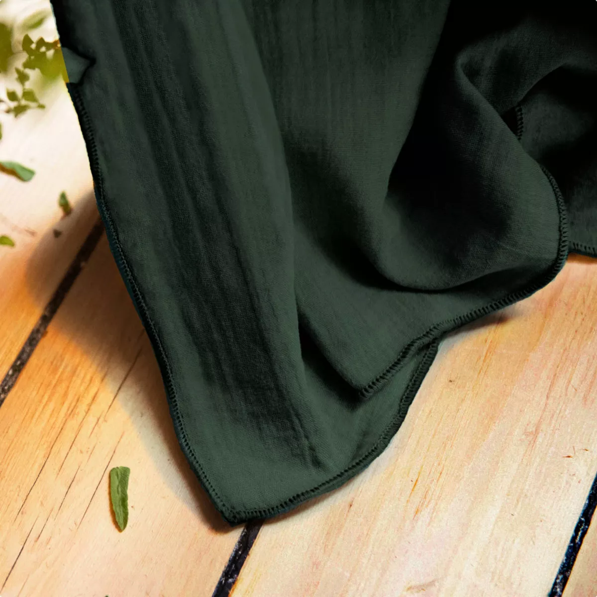 Rideau gaze de coton ajustable (180 x 300 cm) Gaïa Vert sapin