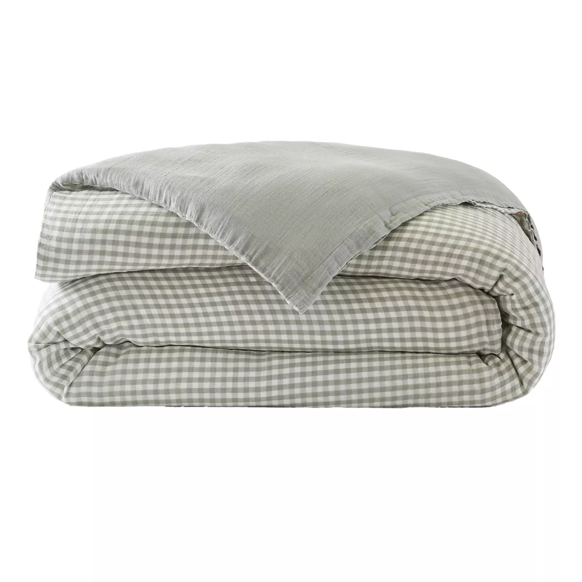 Copripiumino in cotone gauze (280 x 240 cm) Gaïa vichy Verde eucalipto