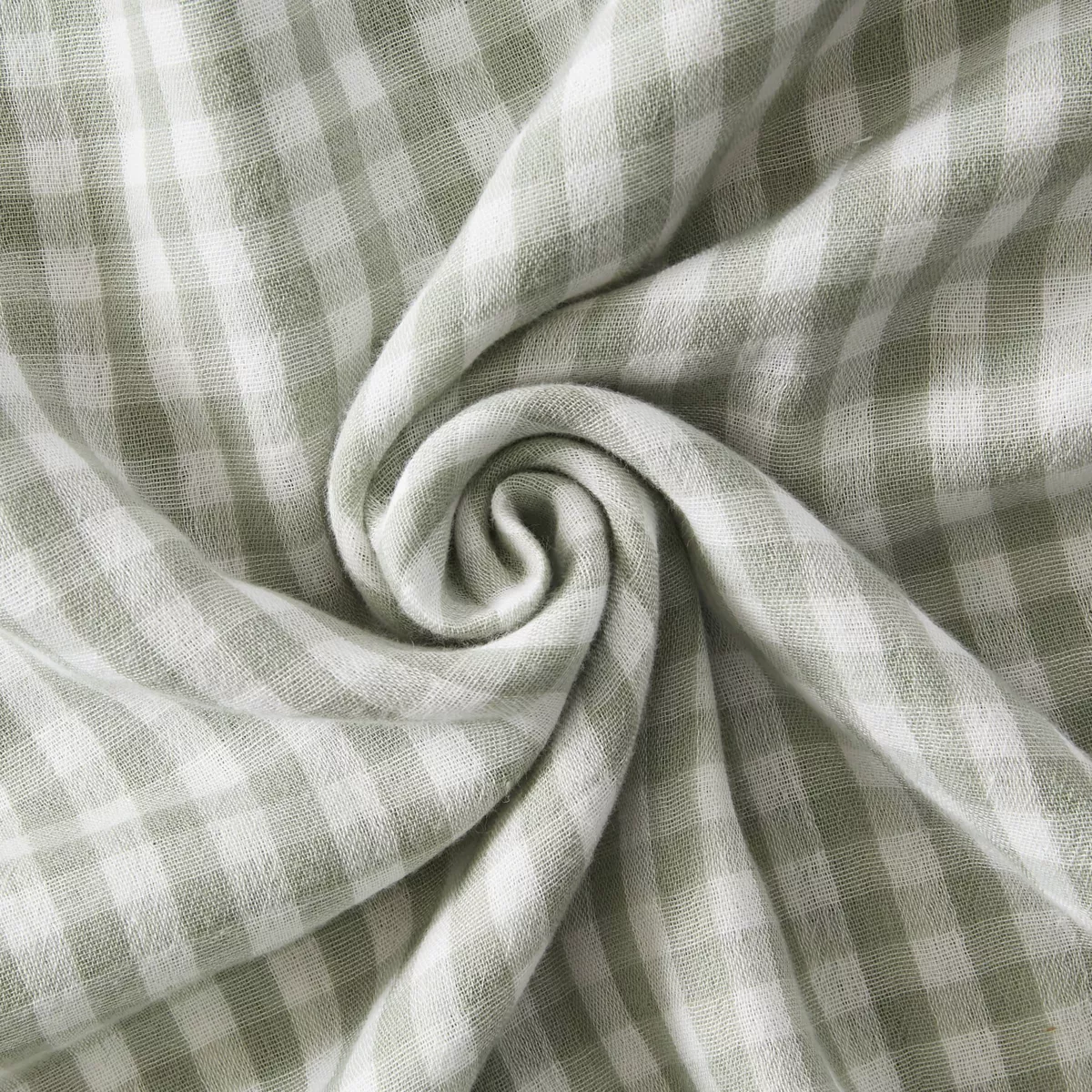 Taie d'oreiller carrée gaze de coton (80 x 80 cm) Gaïa Vichy Vert eucalyptus