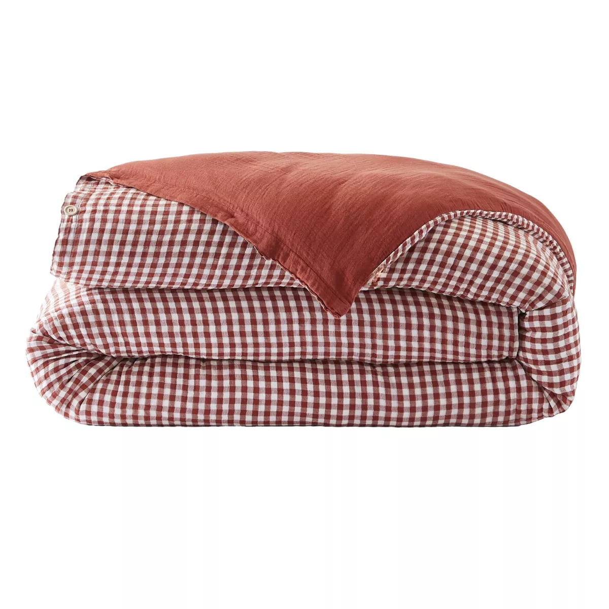 Housse de couette gaze de coton (280 x 240 cm) Gaïa vichy Terracotta