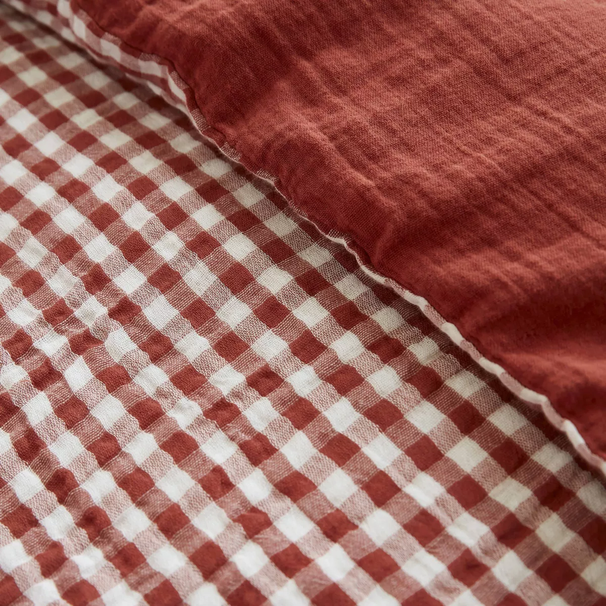 Copripiumino in cotone gauze (280 x 240 cm) Gaïa vichy Terracotta