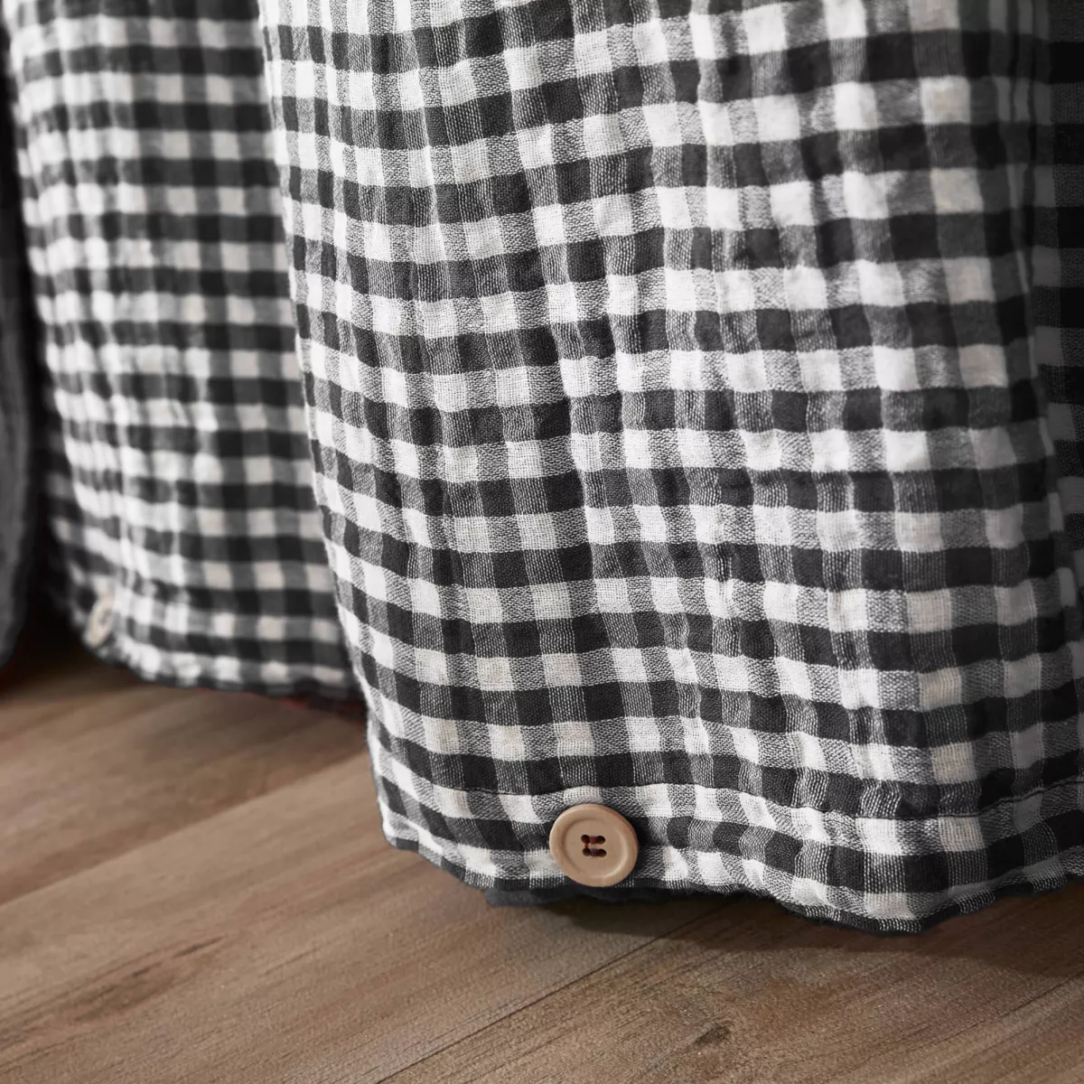 Funda de edredón de algodón gauze (260 x 240 cm) Gaïa vichy Negro